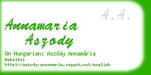 annamaria aszody business card